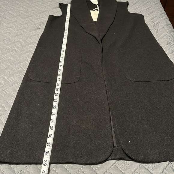Joie Black Long Open Front Duster/Layering Vest w/t Pockets, NWT’s, Size Medium - Picture 9 of 12